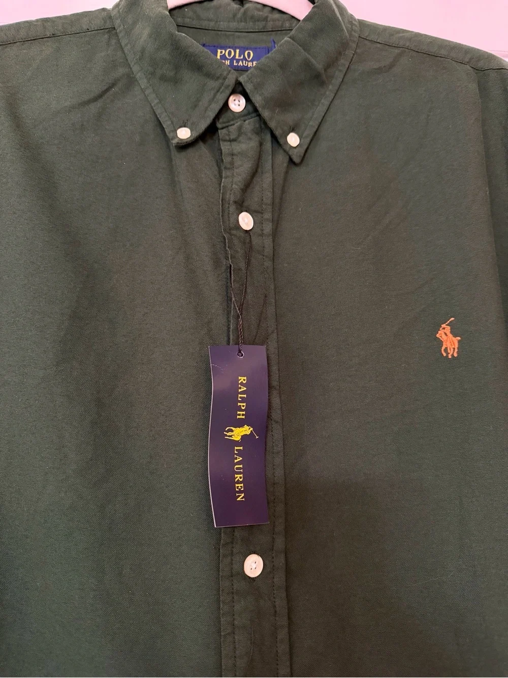 Polo Ralph Lauren Dark Green Button-Down Oxford Slim Fit Stretch Shirt 2XL NWT